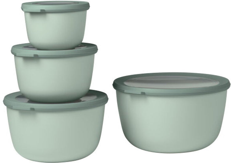 Mepal – Multi-Bowl-Cirqula-Aufbewahrungsbox-Set – 500 + 1000 + 2000 + 3000 ml – rund – nordischer Salbei