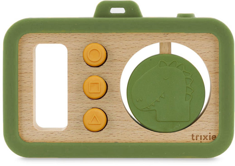 Trixie Babykamera aus Holz mit Silikon - mr. Dino – 0 Monate+ – Beißspielzeug – schön als Geschenk zur Schwangerschaft