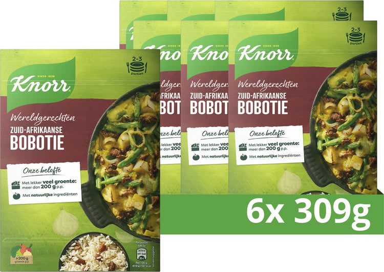 Knorr World Dishes Menüpaket – südafrikanischer Bobotie – schnell, einfach und mit viel Gemüse – 6 x 309 g