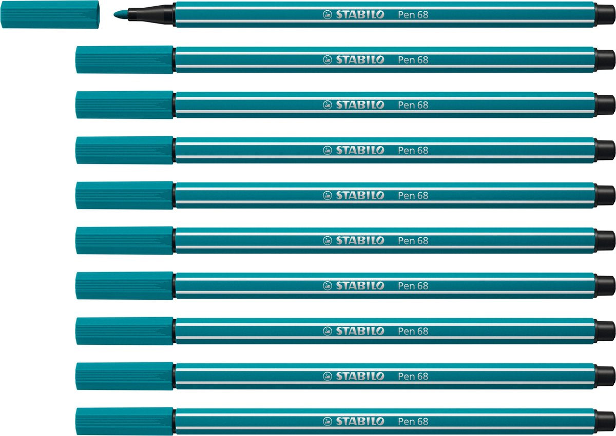 Stabilo Pen 68 – Premium-Filzstift – Türkisblau – Box mit 10 Stück