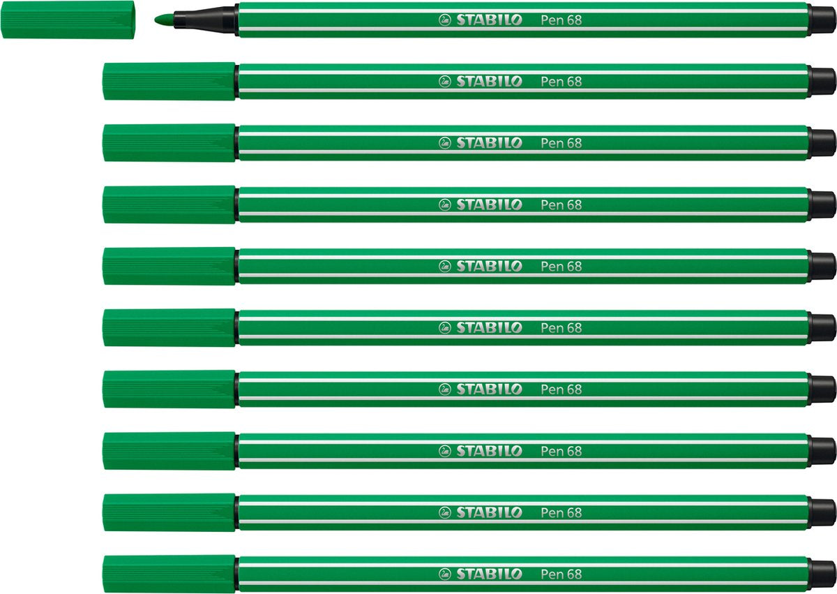Stabilo Pen 68 – Premium-Filzstift – Smaragdgrün – Box mit 10 Stück