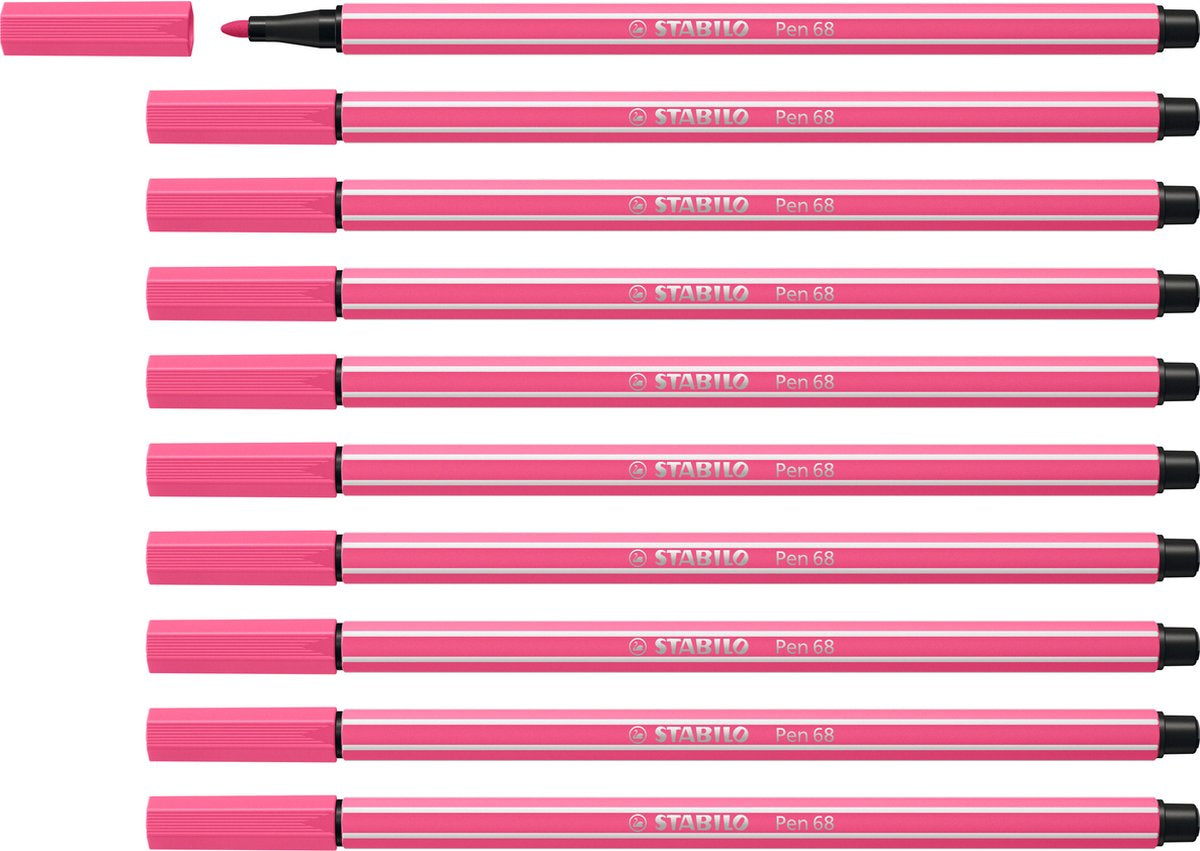 Stabilo Pen 68 – Premium-Filzstift – Pink – Box mit 10 Stück