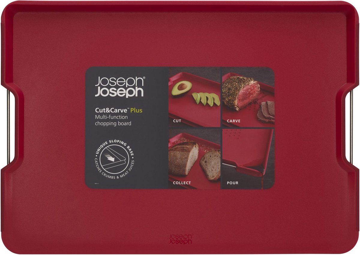 Joseph Joseph Schneidebrett, extra groß, doppelseitig, rot - | Cut Carve Plus