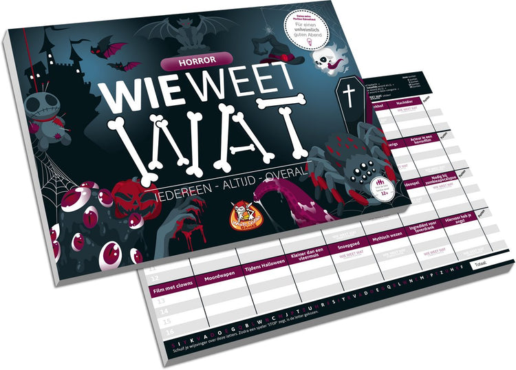 Weiße Kobold-Spiele – wer weiß was: Horror – Partyspiel – 2 bis 10 Spieler – schnell gespielt und die Erklärung noch schneller – wer weiß, was man immer spielt, mit jedem und überall – ideales Geschenk