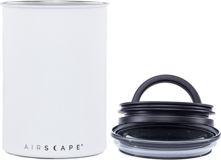 Planetendesign – Airscape – Kaffeebohnen – Vorratsdosen – luftdicht – Kaffee – Stahl – mattweiß – 500 Gramm