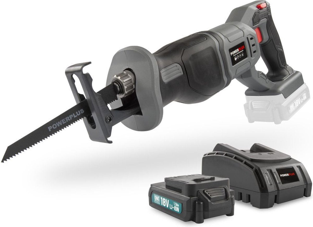 Powerplus Powebrss1 Säbelsäge – 18 V – inkl. Akku 18 V 1,5 Ah und Ladegerät