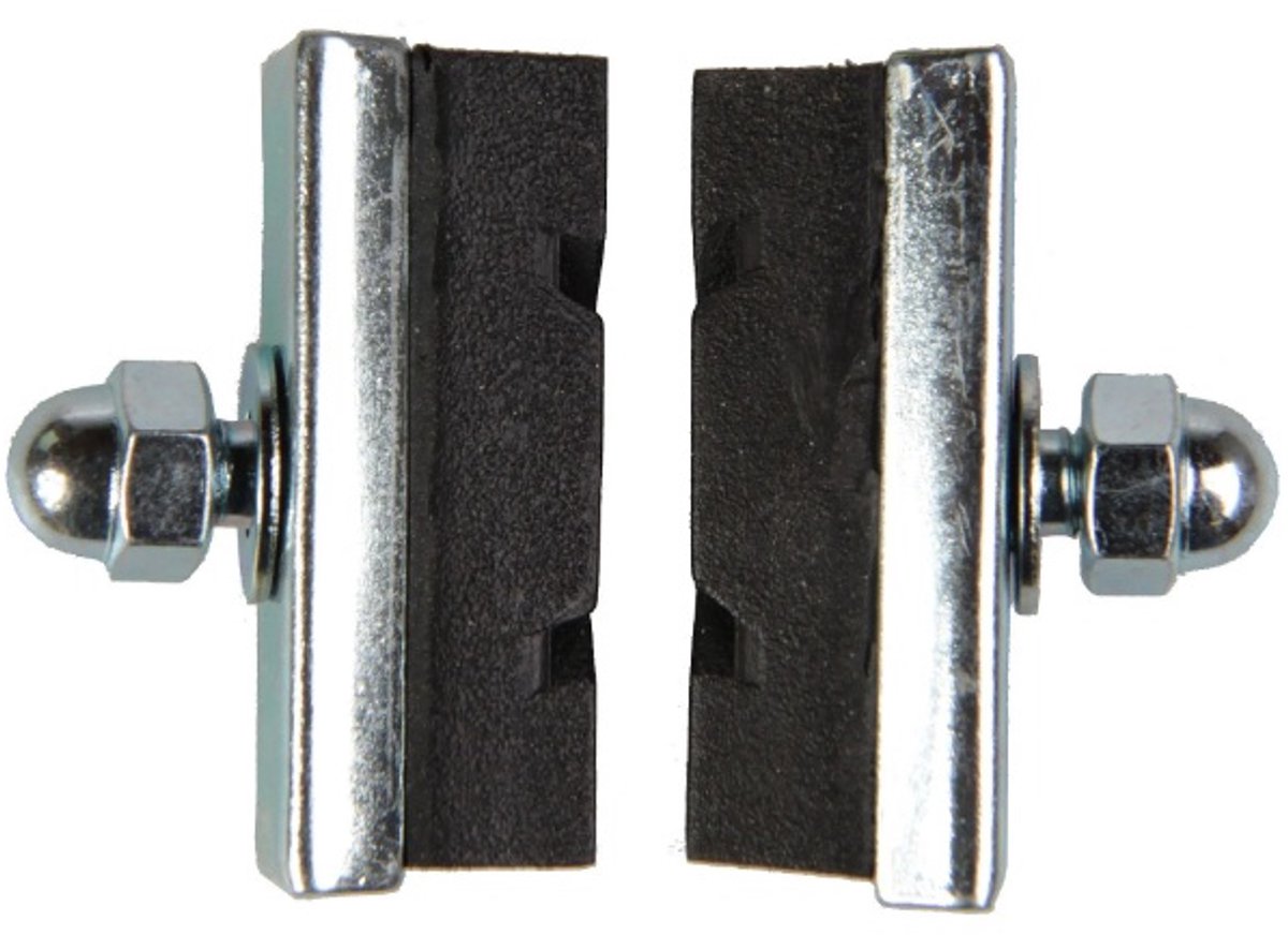 Dresco-Bremsbeläge – für Quetschbremsen – für Vorder- oder Hinterradbremse – zur Montage mit der Halbrundkopfmutter – Breite 10 mm – Länge 4 cm – 2 Stück