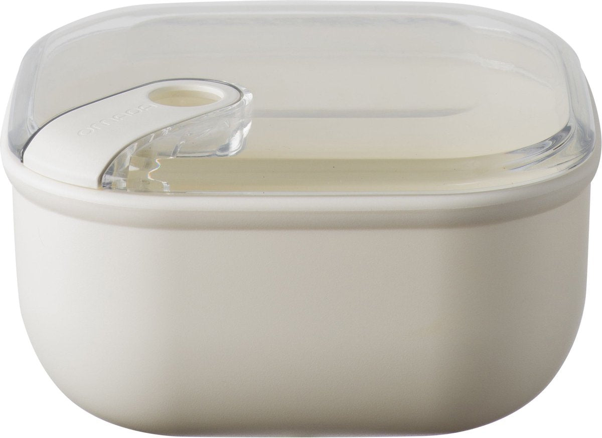Omada - Pull Box Lunchbox quadratisch niedrig 1 Liter - Polypropylen - Beige -