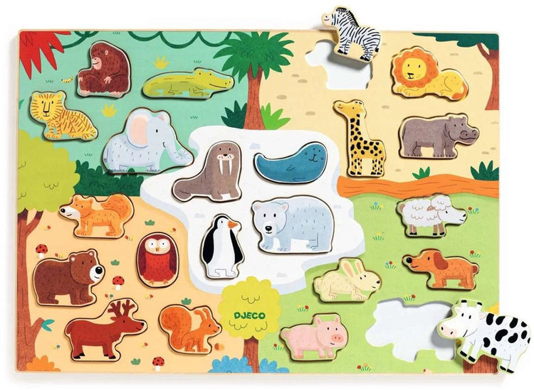 Djeco Holzpuzzle Tiere – Lernspielzeug FSC 100 %.