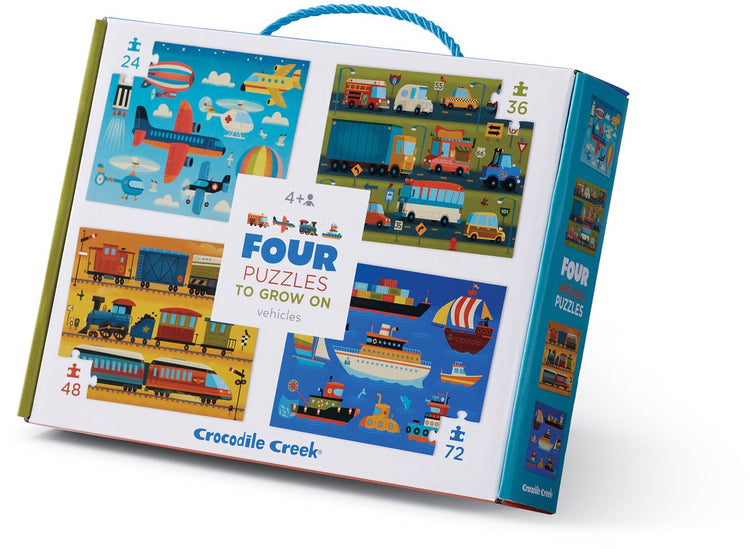 Crocodile Creek Puzzle-Set Fahrzeuge - bunte Puzzles für Kinder.