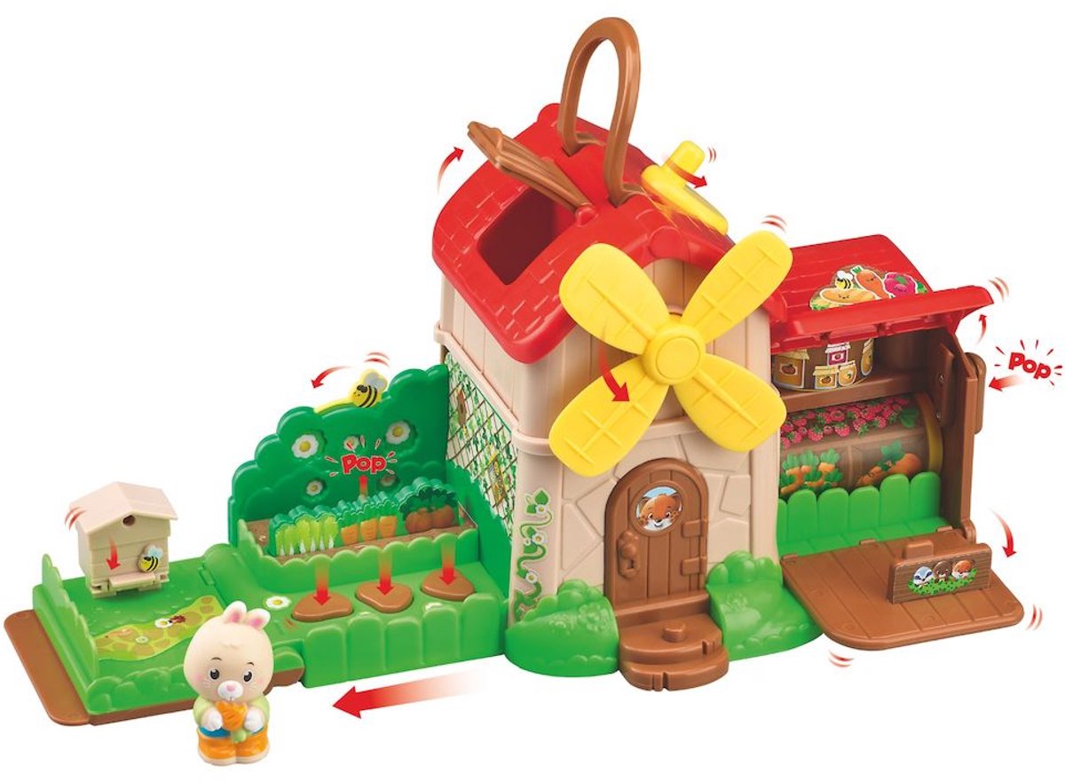 Klorofil Spielset Gartenmühle – mit Mühle, Garten und Laden – inklusive Hase Sam – ab 18 Monaten