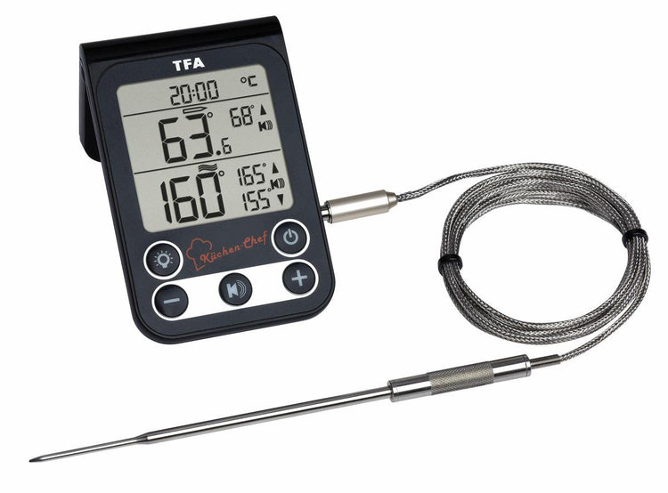 Tfa Dostmann 14.1510.02 Grillthermometer Kerntemperaturüberwachung, Kabelfühler Braten, Grillen, Schongaren