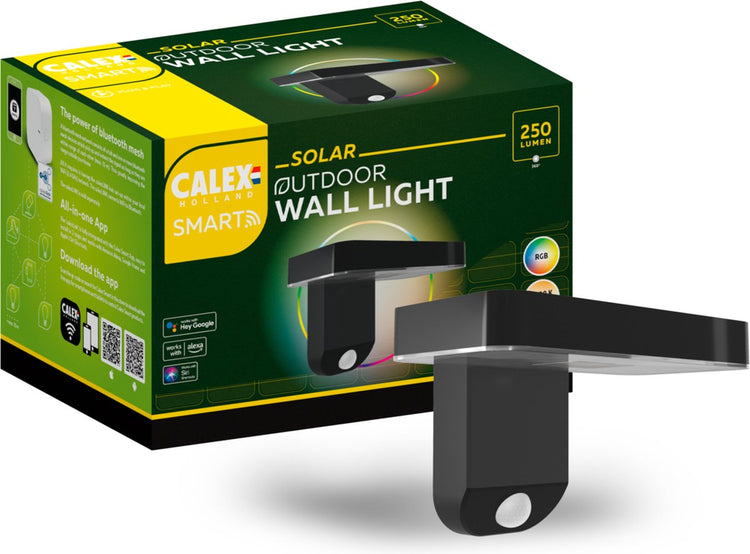 Calex Smart Outdoor Solar-Außenleuchte – Smarte Wandleuchte – RGB und Warmweiß – Schwarz
