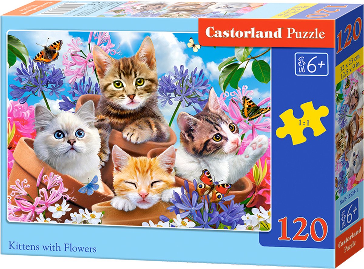Castorland-Katzen mit Blumen - Puzzle 120 Teile