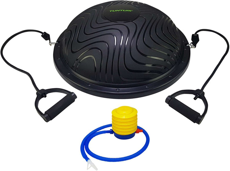 Tunturi Balancetrainer Pro mit Griffen – Balancekissen mit Widerstandsband-Set – Balanceball inkl. mitgelieferte Fußpumpe - inkl. kostenlose Fitness-App