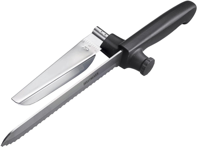 Markenloses Sans-Marque-Multimesser „so clever“ – mit Abstandshalter – scharfes Brotmesser – Universalmesser für Brot und Gemüse – Klinge aus rostfreiem Stahl – BPA-frei