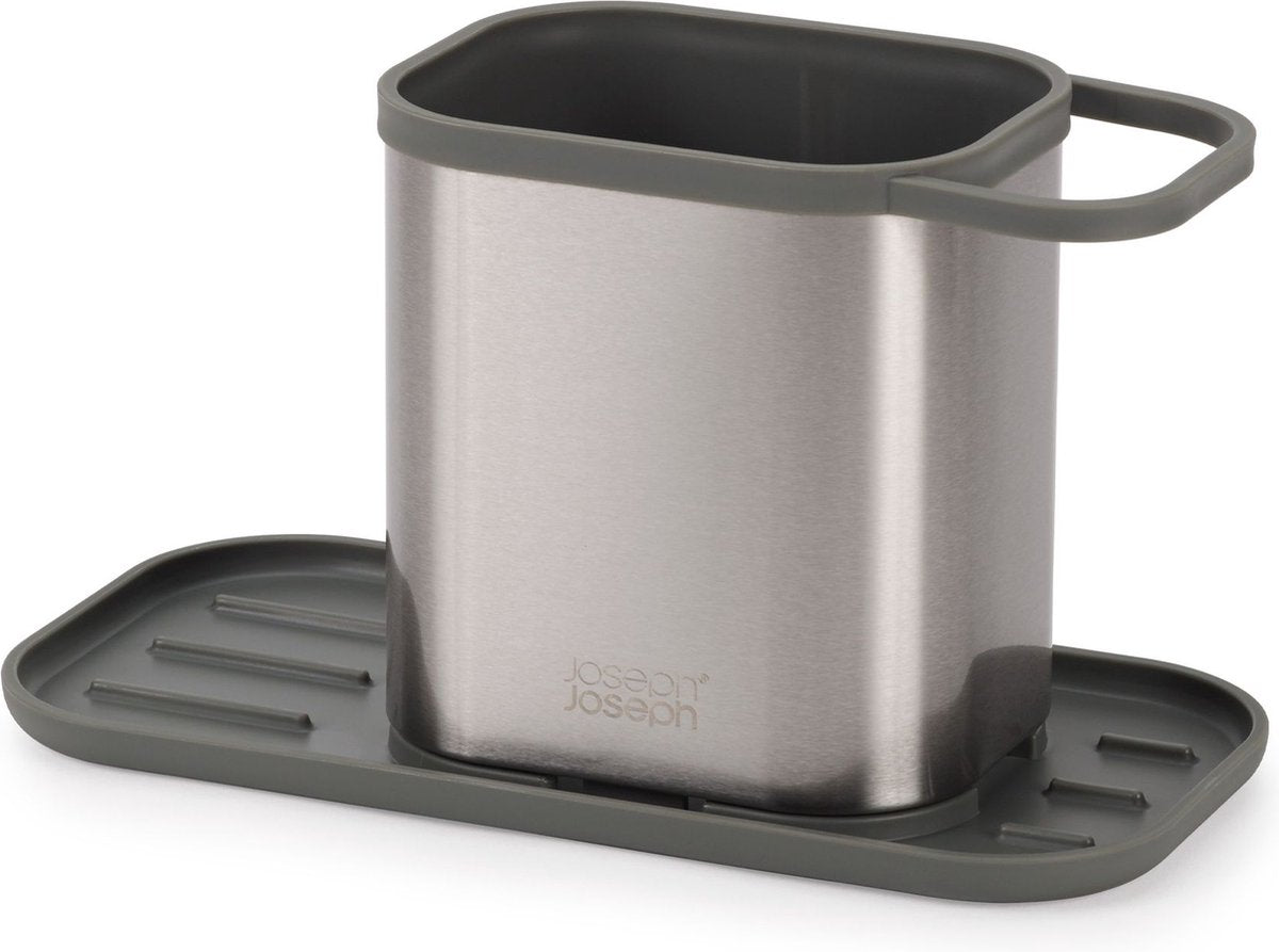 Joseph Joseph Duo Opal – Küchen-Caddy mit Schwammhalter aus Edelstahl – Edelstahl – Grau