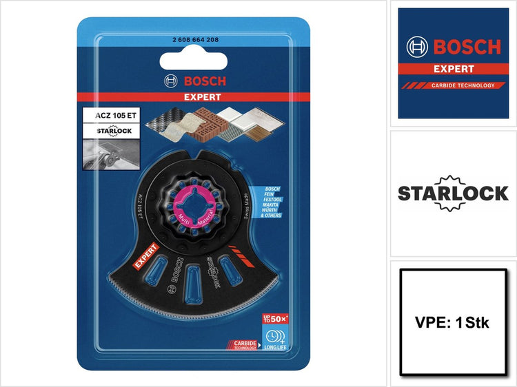 Bosch expert multi material acz 105 et segmentsägeblatt starlock 105 mm 1 stk. (2608664208) Hartmetall