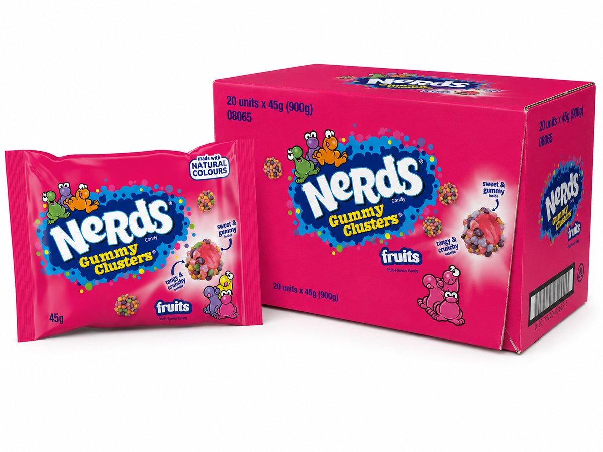 Nerds Fruchtgummi-Cluster – 20 x 45 g – Vorteilspackung