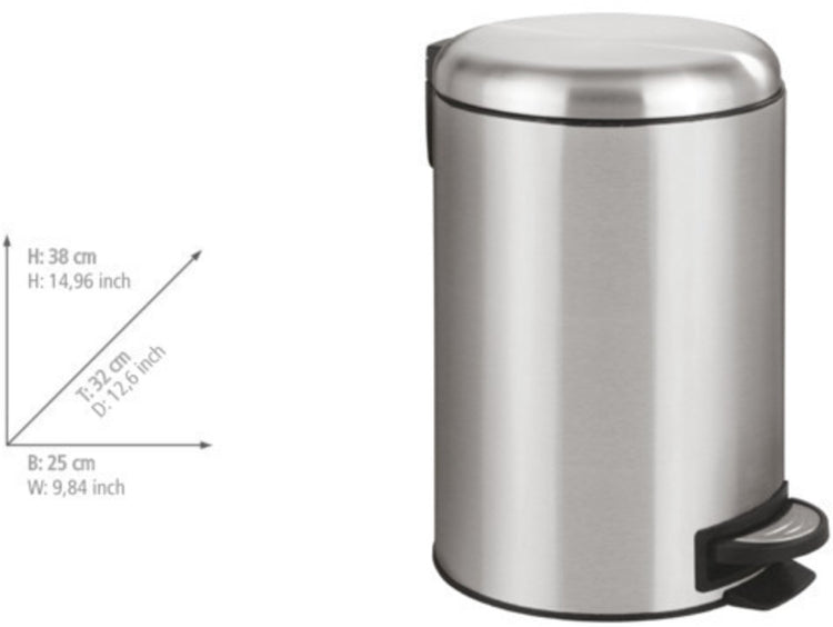 Wenko Treteimer Leman 12 Liter Edelstahl matt - Easy-Close-Deckel - Mülleimer - Mülleimer - Mülleimer - Mülleimer