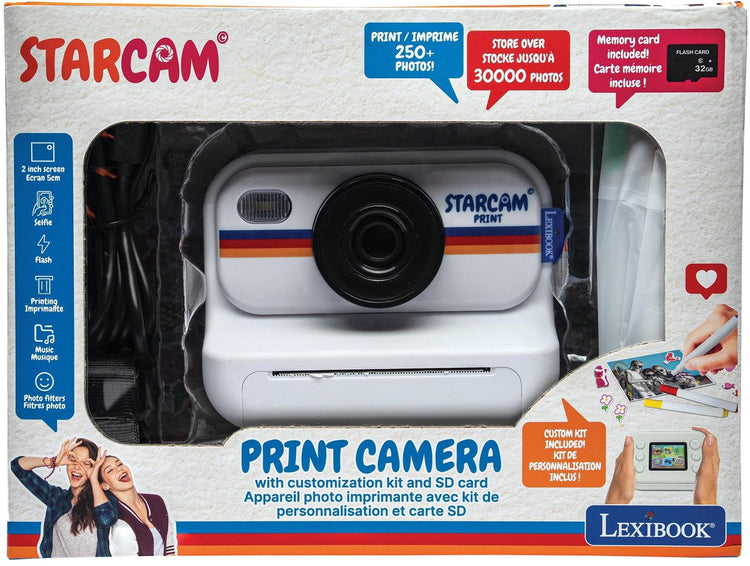 Lexibook starcam® print, Sofortdruckerkamera mit 1,3-m-Sensor, SD-Karte und Fotopersonalisierungsset