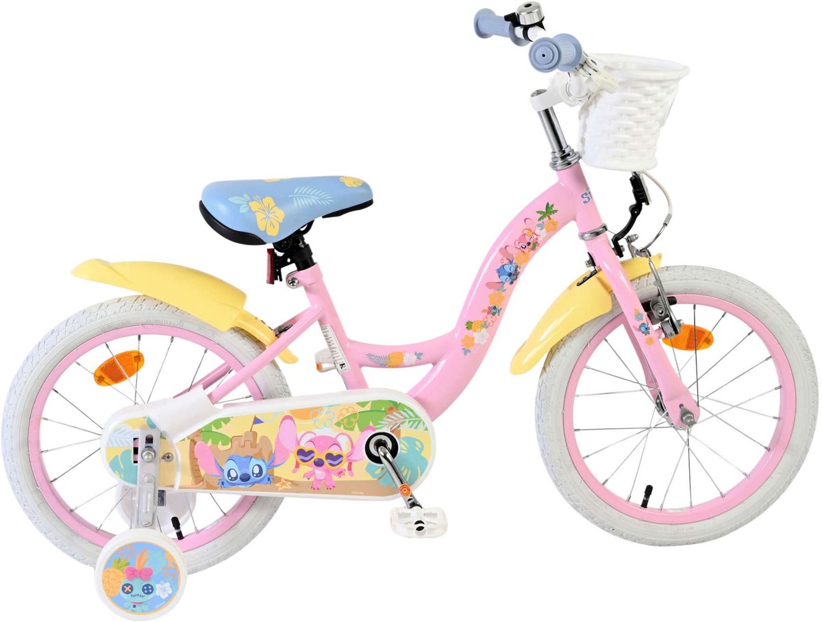 Disney Stitch Children's Bicycle - Mädchen - 16 Zoll - Creme Korallenblau