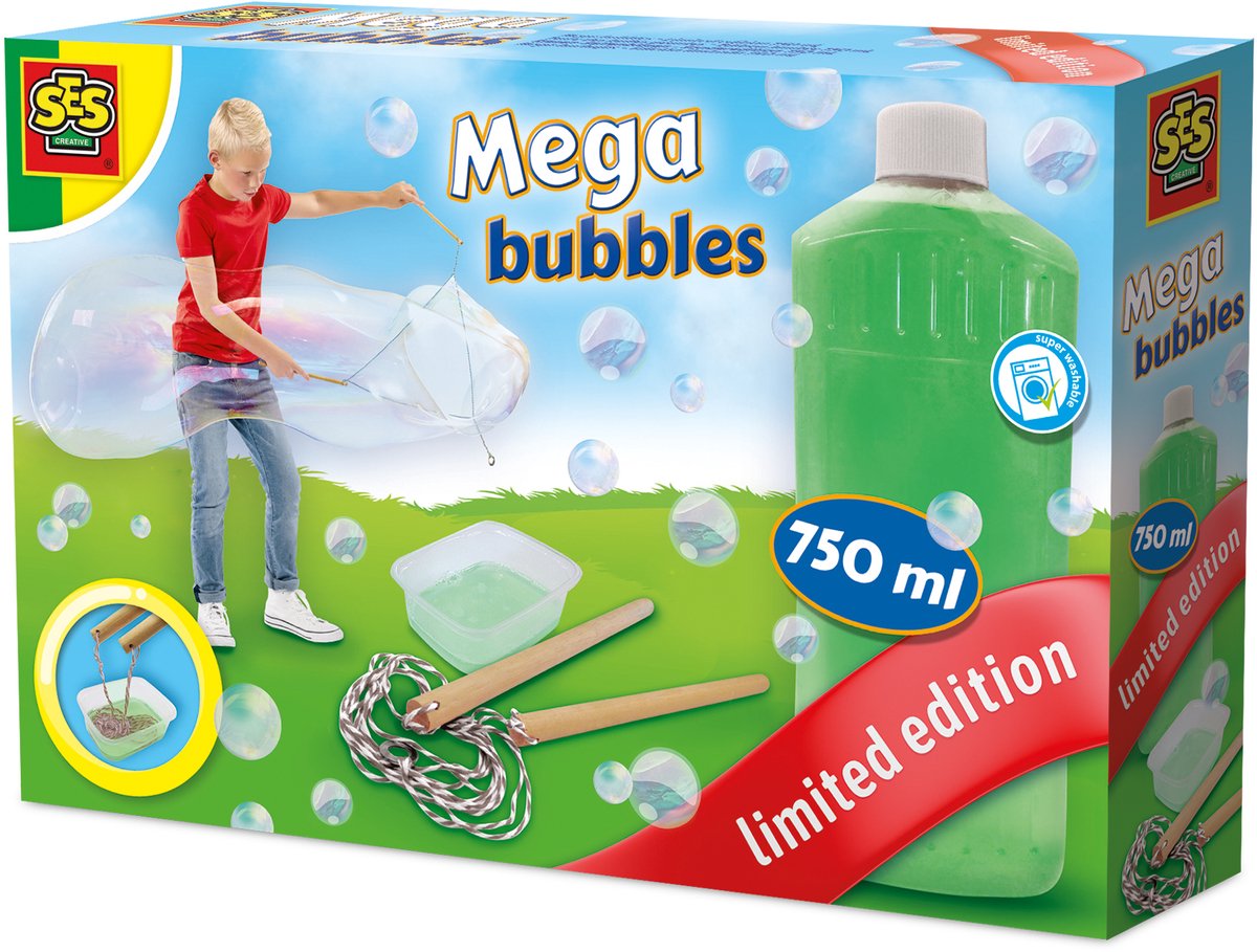 Ses creative mega bubbles – Seifenblasen-Nachfüller – flüssig – leicht auswaschbar – für Kinder ab 5 Jahren – 750 ml