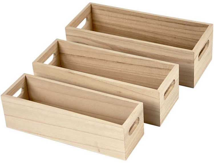 Creativ Company Aufbewahrungskisten, H: 6,5-7,5 cm, L: 22+23,5+25 cm, B: 6,5+7,5+8,5 cm, 3 Stück 1 Set