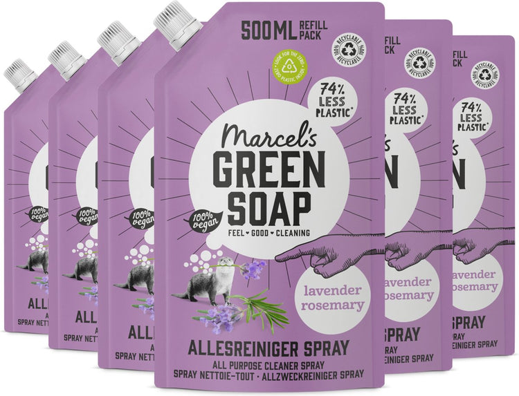 Marcel's Green Soap Allzweckreiniger-Sprühnachfüllung – Lavendel-Rosmarin – 6 x 500 ml
