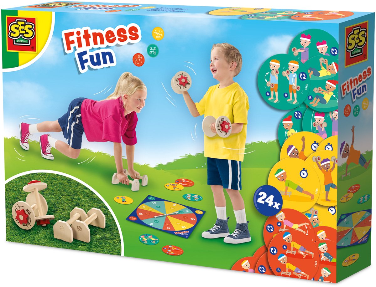 Ses kreativer Fitnessspaß – Outdoor-Spielzeug – für Kinder ab 5 Jahren – 24 Fitnesskarten