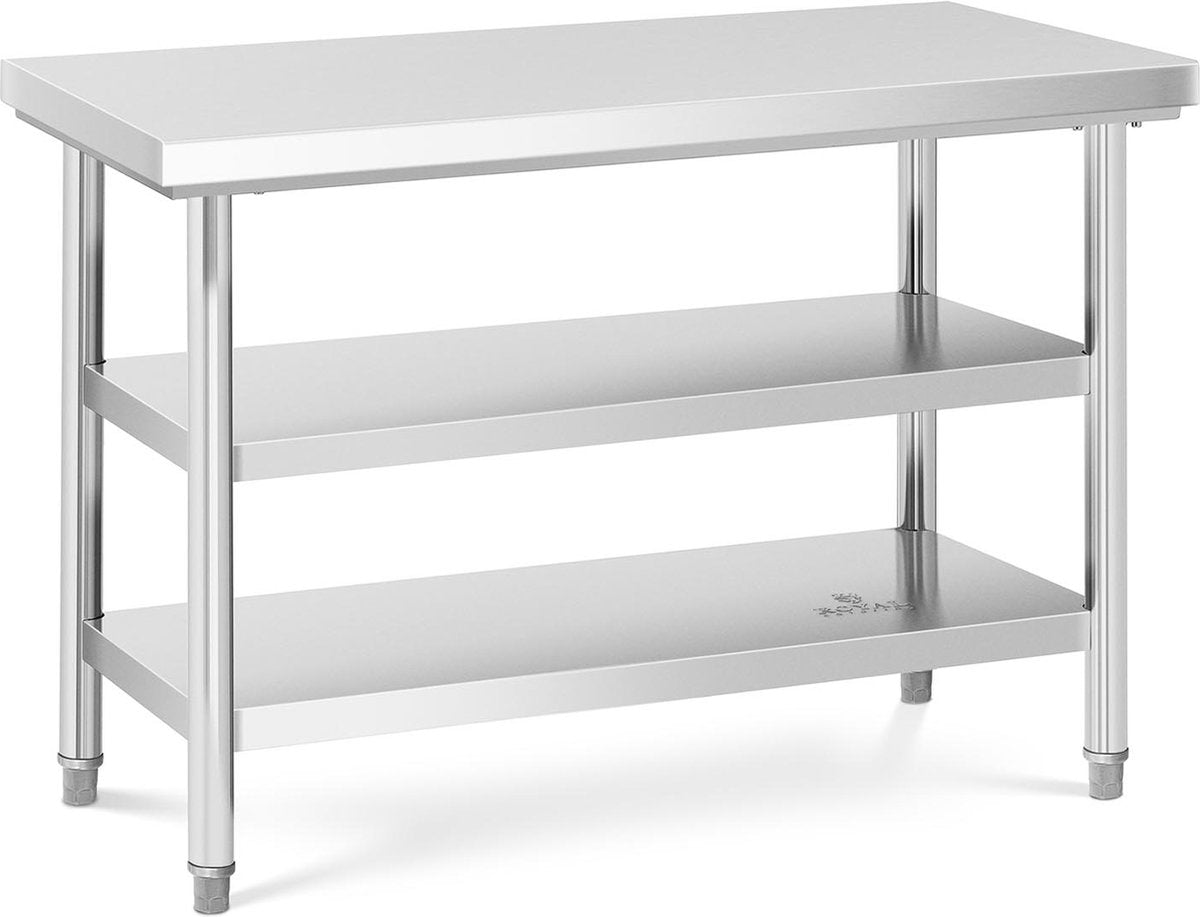 Royal Catering Edelstahl-Arbeitstisch - Öko - 120 x 60 cm - 500 kg - Zwischenablage -