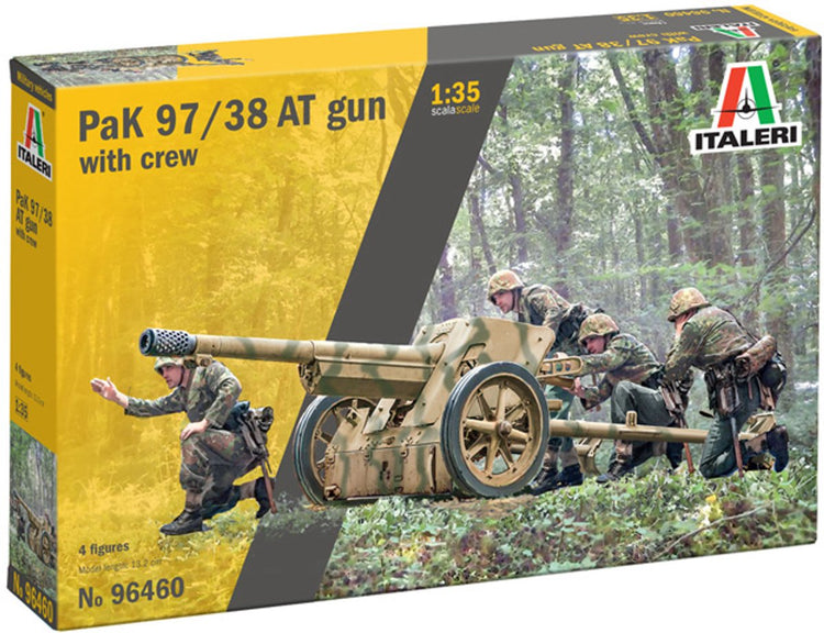 Italeri Modellbausatz Militärfahrzeuge – 96460 Pak 97 38 Panzerabwehrkanone mit Besatzung – Deutsche Panzerabwehrartillerie des Zweiten Weltkriegs aus Kunststoff – 1:35 – Modellbausatz