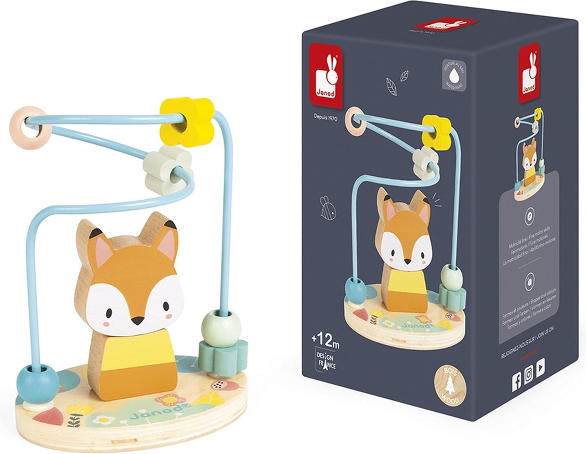 Janod – transparent – Perlenrahmen – kleines Fuchs-Perlenlabyrinth