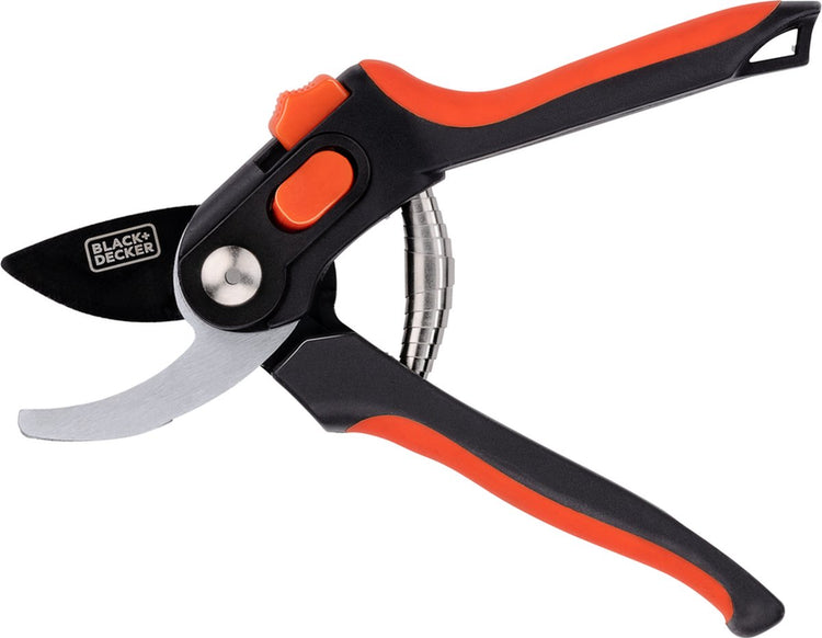 Black+decker Gartenschere – 20,3 cm – Klingen aus gehärtetem Stahl – 13 mm Schnittstärke – Schwarzorange