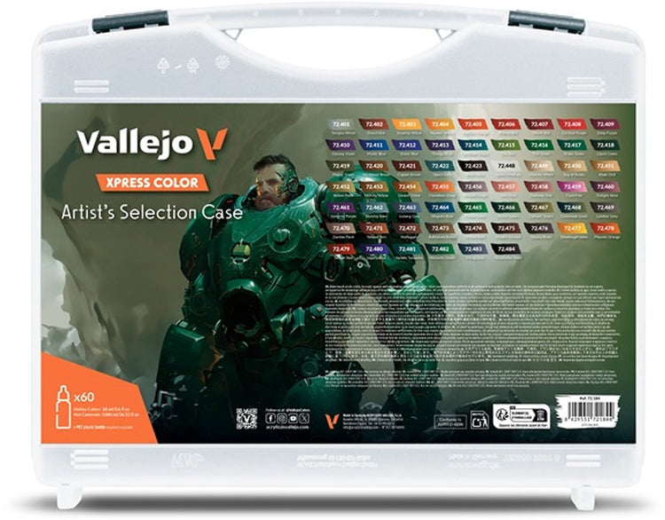 Vallejo Hobbyfarbe Acrylfarbe - 72184 xpress color - Künstlerauswahl - Koffer - Acrylset - 60x Farbset - 60x 18 ml