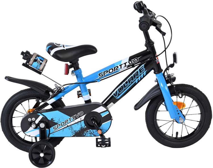 Volare Sportivo Kinderfahrrad – Jungen – 12 Zoll – Blau Schwarz – Zwei Handbremsen