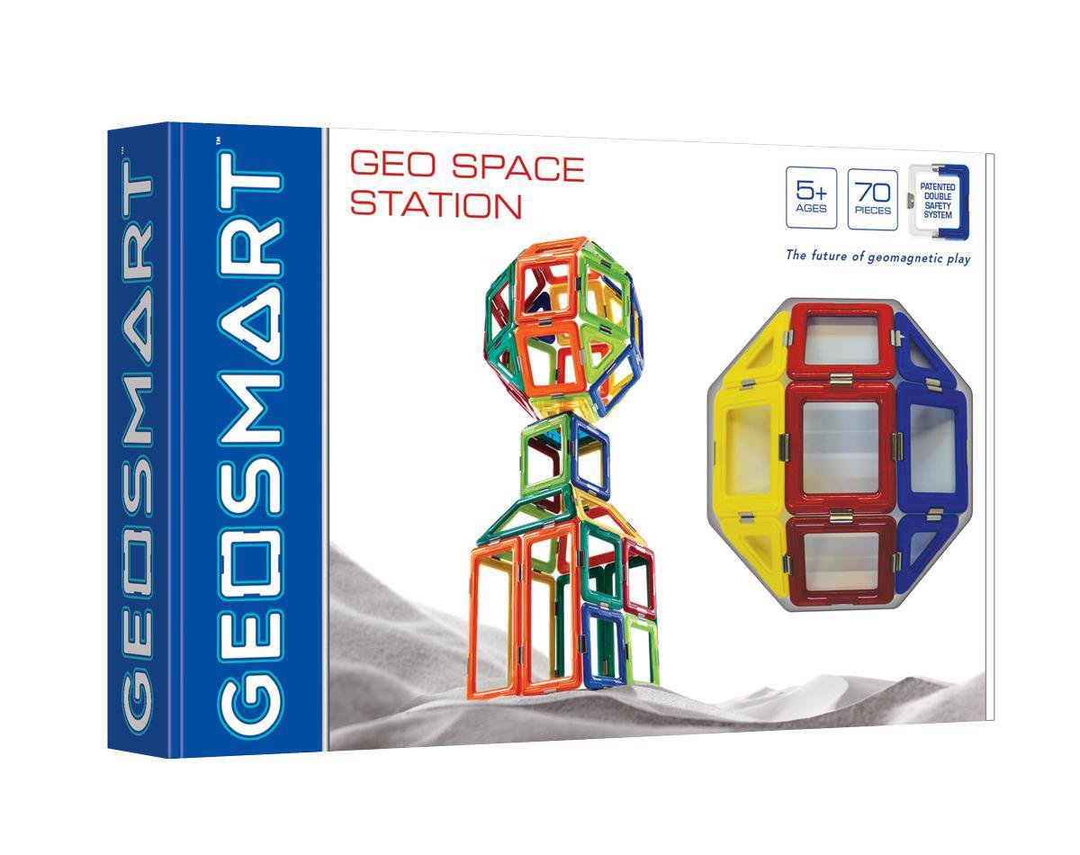 Geosmart Geospace-Station – Magnetisches Konstruktionsspielzeug – 70-teiliges Luxus-Weltraumset mit Beleuchtungsspinner – ab 5 Jahren