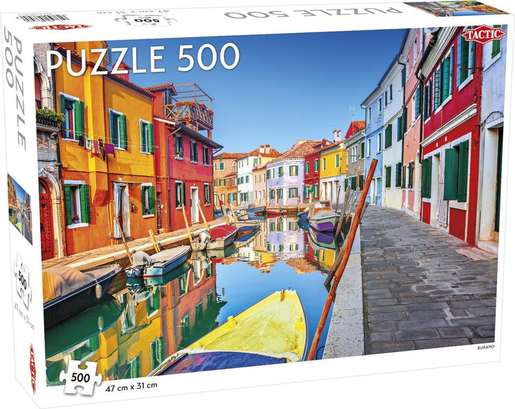 Tactic Burano Venedig – Puzzle – 500 Teile – farbenfrohe venezianische Häuser – schlankes und beruhigendes Design – hohe skandinavische Qualität