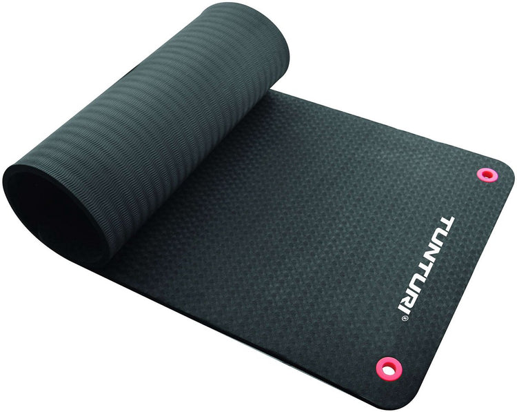 Tunturi Pro Fitnessmatte - Yogamatte - Gymnastikmatte - Trainingsmatte - 180x60x1,5 cm - Farbe: Schwarz - inkl. kostenlose Fitness-App