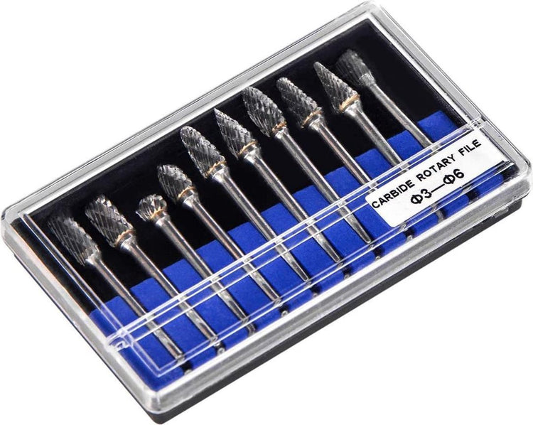 Luwanz Raspelset, 10 Stück Grate 3 mm Schaft Bit für Holz Metall Marmor Schnitzen, Schleifen, Polieren, Gravieren usw. Bohrwerkzeuge, zum Bohren geeignet, Multifunktionswerkzeug (Silber)