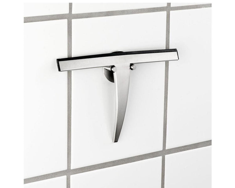 WENKO Duschwischer Bosa Edelstahl matt – Fensterwischer – Duschabzieher – Montage ohne Bohren