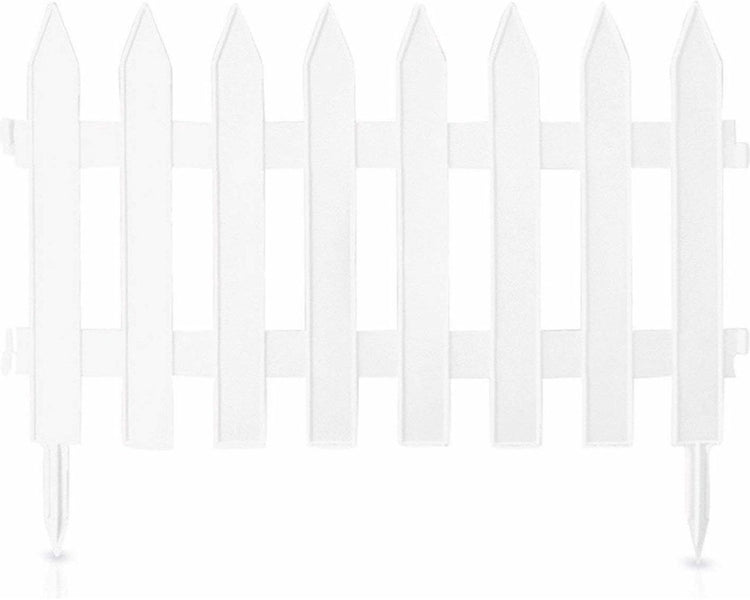 Prosperplast Gartentore – 7x Stück – Kunststoff – 320 cm – weiß – Randkante – Gartenzaun