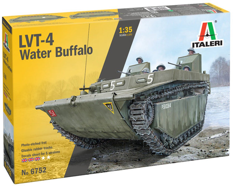 Italeri Modellbausatz Militärfahrzeuge – 6752 LVT-4 Wasserbüffel (ETO) – Militärfahrzeug aus Kunststoff – 1:35 – Modellbau