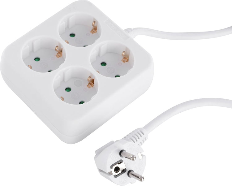 Q-Link-Buchse - 4-fach - geerdet - quadratisch - 3 x 1,5 mm² - 1,5 m - weiß