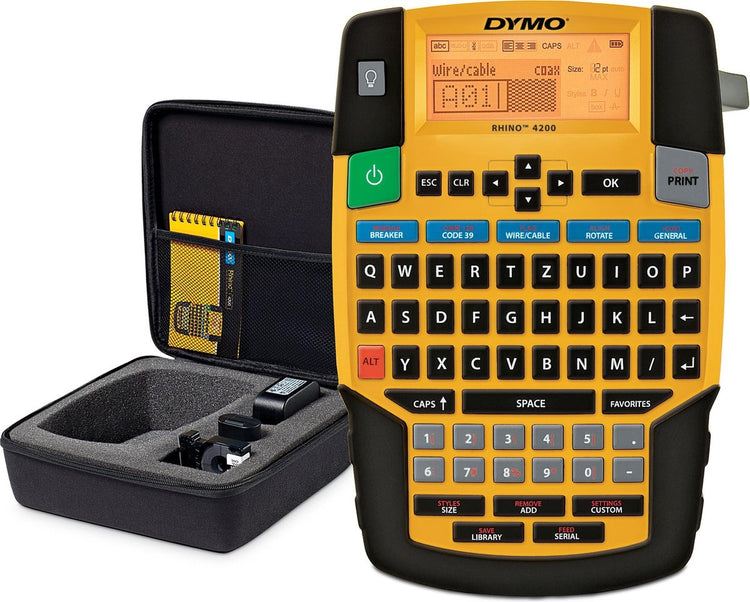 Dymo Rhino 4200 tragbarer Industrie-Etikettendrucker mit Koffer | Azerty-Tastatur | kompakter, zeitsparender Etikettendrucker für Profis, die viel unterwegs sind