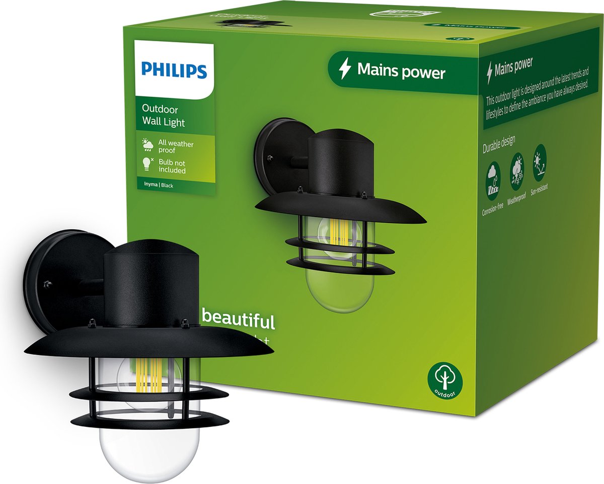 Philips LED Philips Inyma Wandleuchte – Schwarz – E27