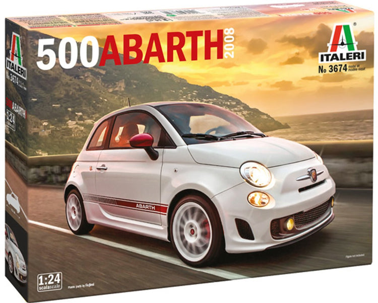 Italeri Modellbausatzauto – 3674 Fiat 500 Abarth 500 – italienisches Auto aus Kunststoff – 1:24 – Modellbau