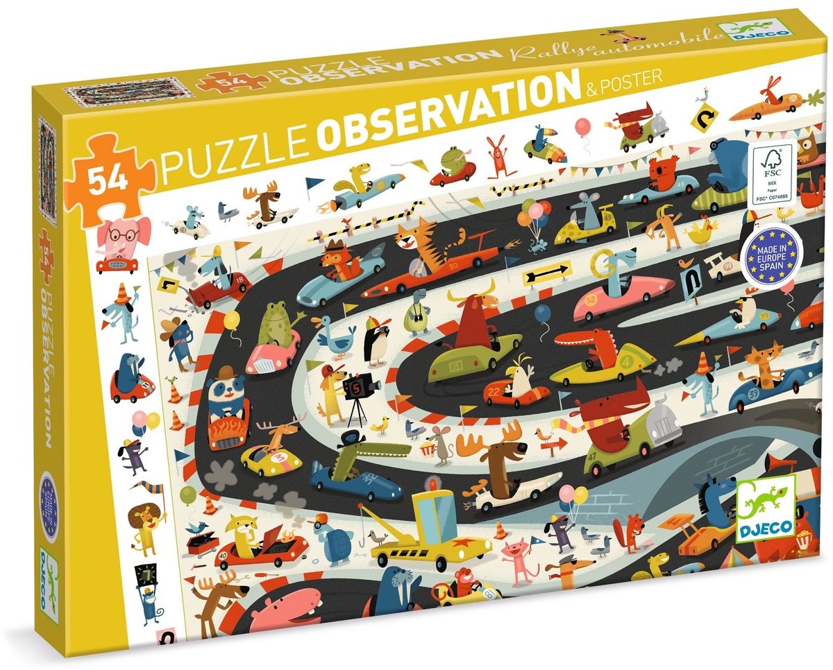 Djeco - Puzzle - Auto-Rallye - 54 Teile