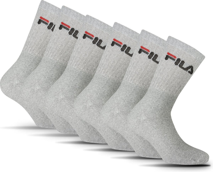Fila Crew Sportsocken – Größe 35 38 – 6er-Pack – Grau