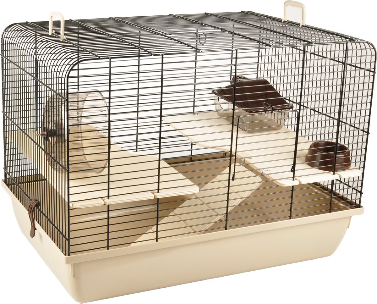 Flamingo-Hamsterkäfig Milo – Beige – 58 x 38 x 42,5 cm